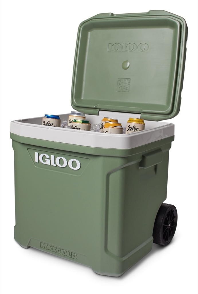 IGLOO-Ecocool Latitude 60 Qt Roller Cooler - Vintage Green - DISC