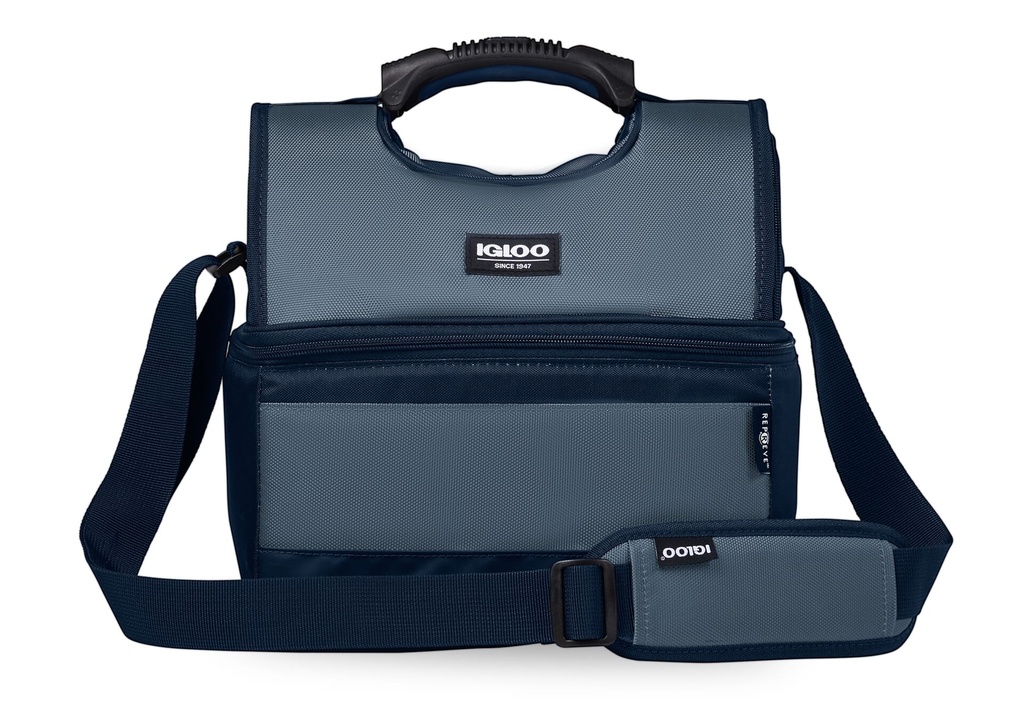 IGLOO-16-Can Dual Compartment Insulated Gripper Lunch Bag - Blue 