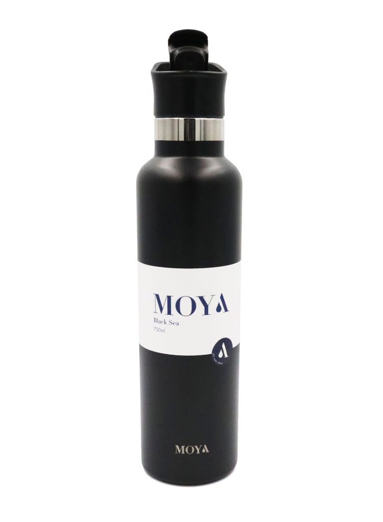 Moya "Black Sea"  700ml Insulated Sustainable Water Bottle Black Spout Lid