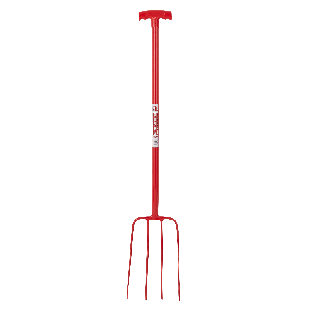 Red  Gorilla - 4 Prong Manure Fork Pro Fork Coloured - Red (Straight Handle)