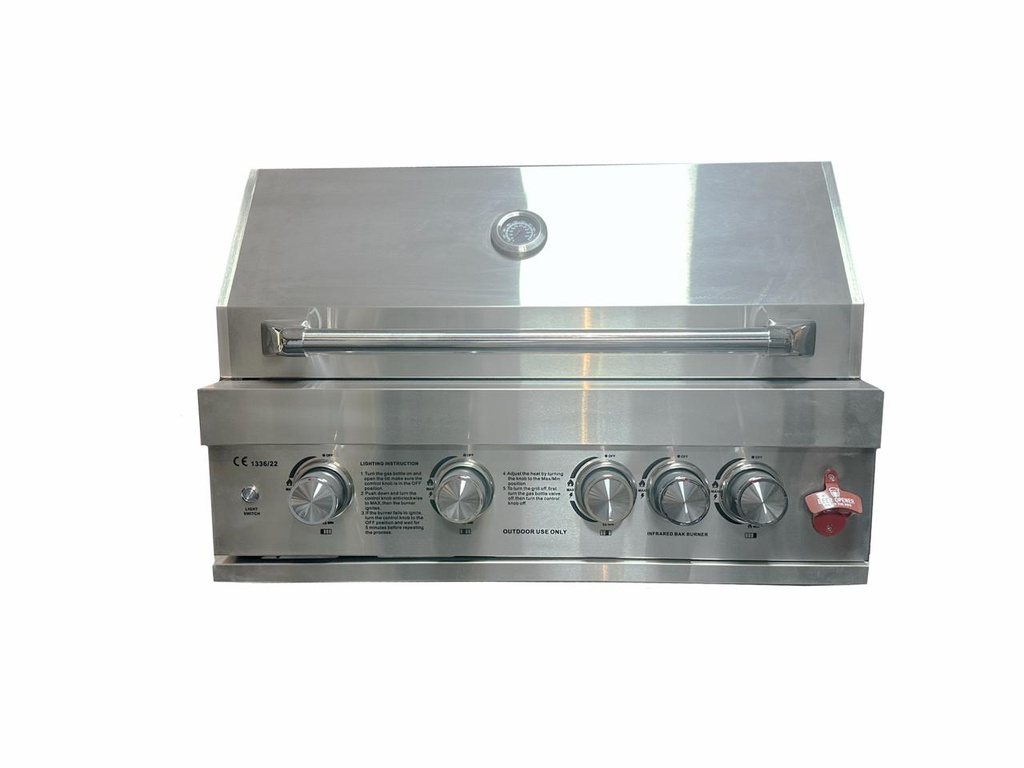 Fornizza - 4 Burner Gas Grill With Infrared and Side Burner Stainless Steel
