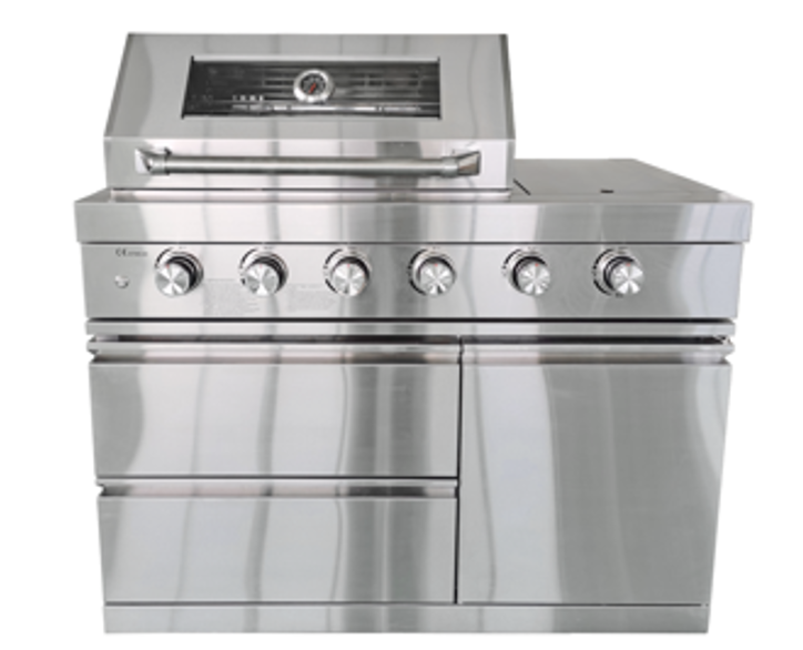 Fornizza - 4 Burner Gas Grill With Infrared and Side Burner Black