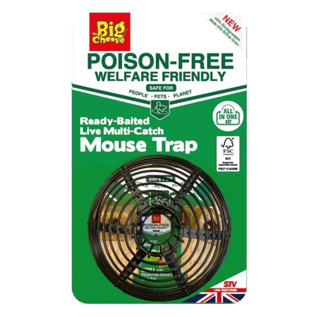 STV - Ready-Baited Live Multi-Catch Mouse Trap - Black
