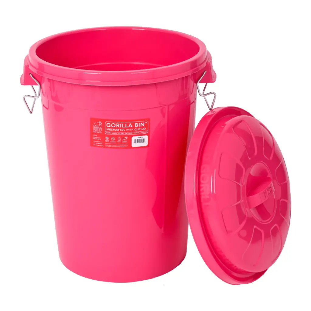 Red Gorilla - 80L Bin with Lid Pink 