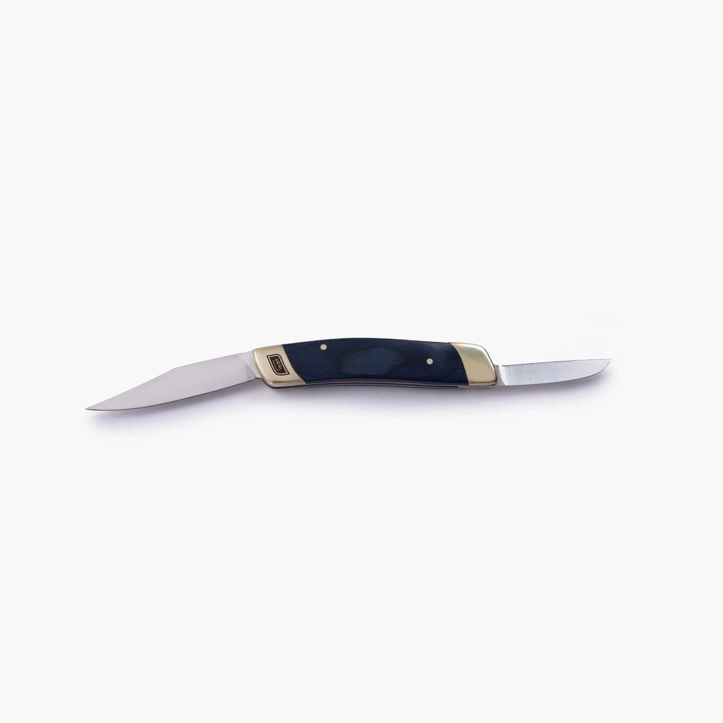 Double Blade Folding Pocket knife Blue Wood