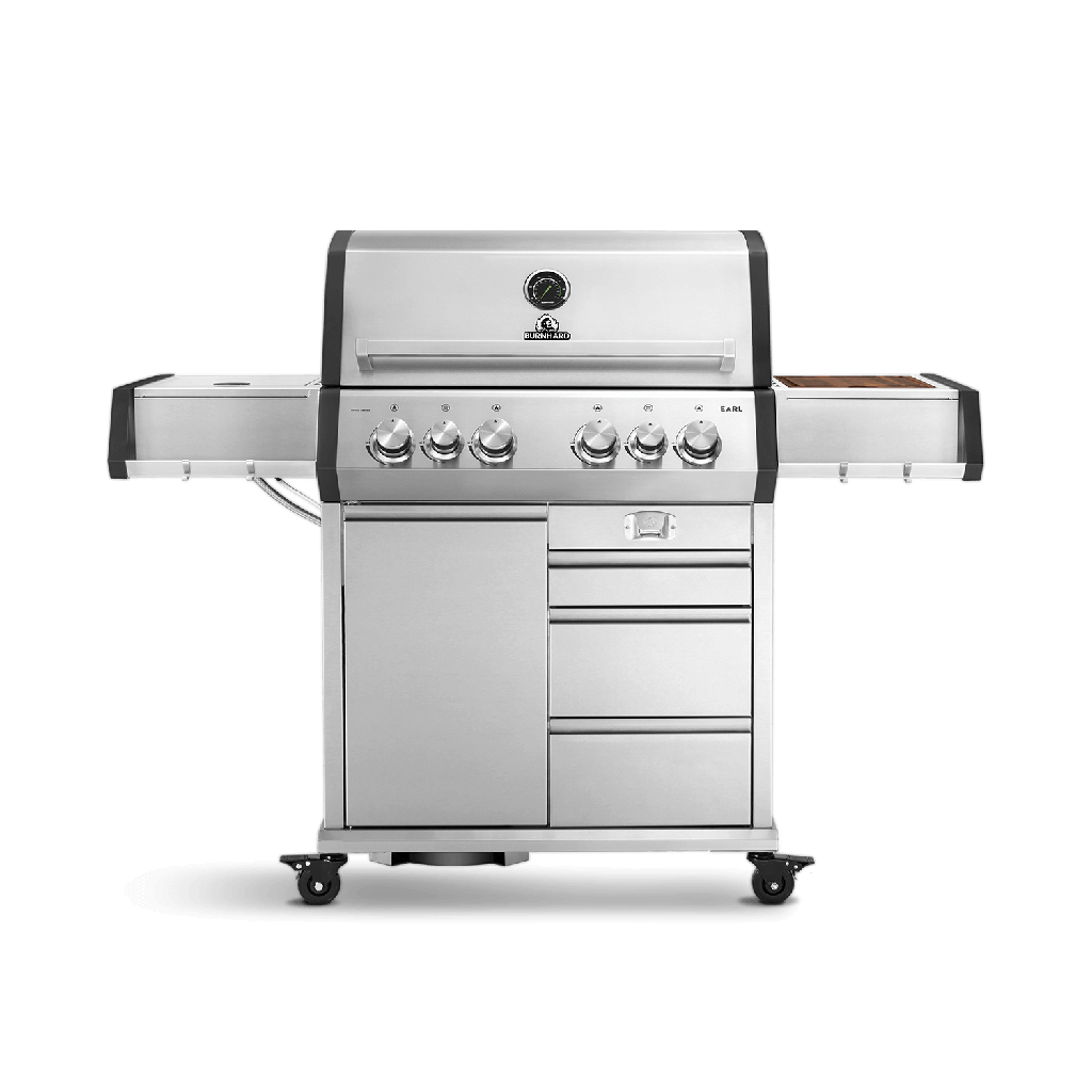 Burnhard Big EARL - 4-Burner Premium-Gas Grill 2025 with Stainless Steel with Cast Iron Grill Grate