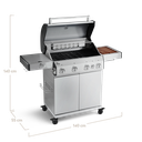 Burnhard - Big FRED - 4-Burner Gas Grill Deluxe Stainless Steel - Series 3 with Cast Iron