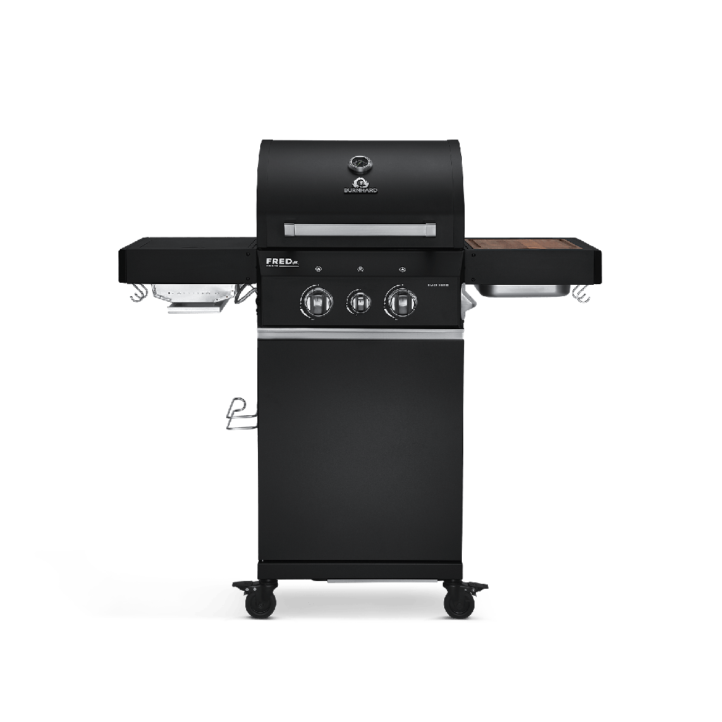 Burnhard FRED Jr. - 2-Burner Gas Grill Deluxe Black Edition - Series 3 with Stainless Steel Grate