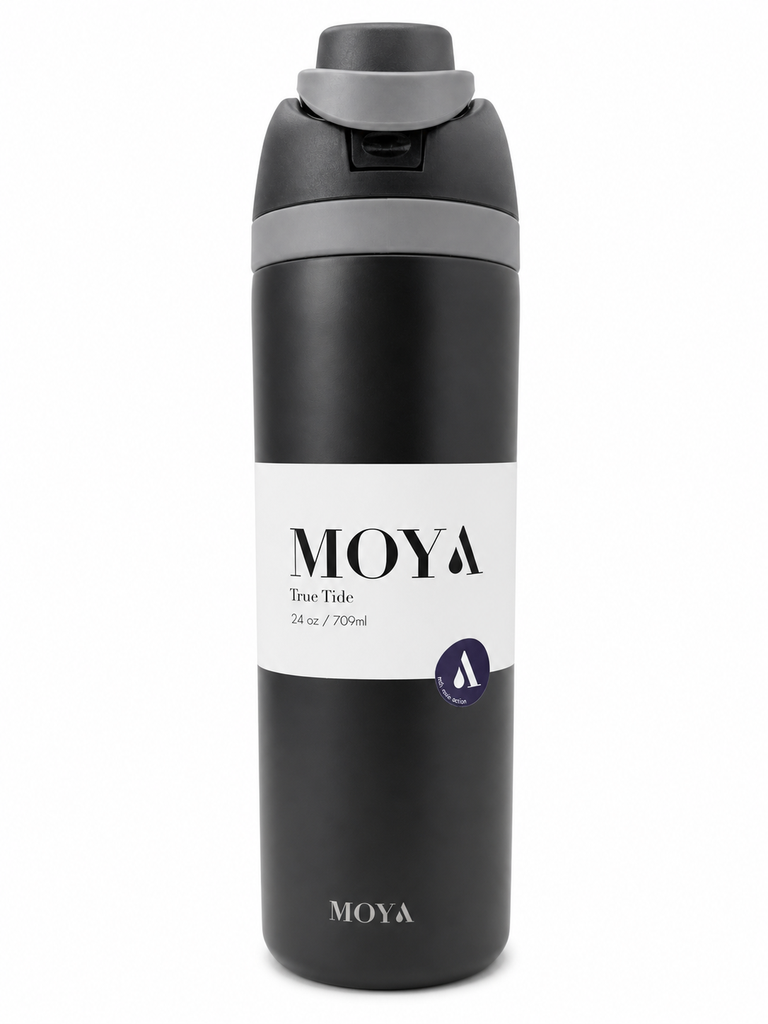 Moya - "True Tide" 24oz Insulated Sustainable Water Bottle Black