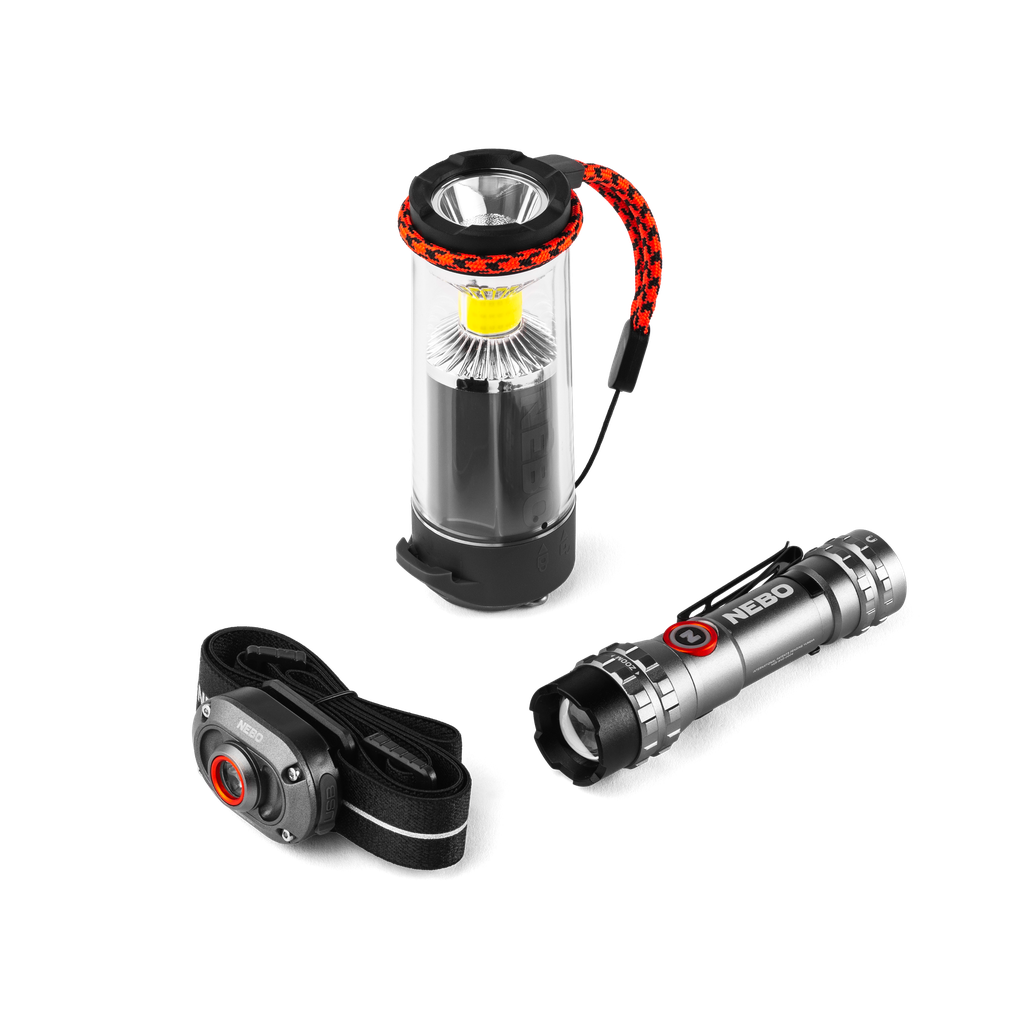 Nebo - Triple Light Kit (Headlamp Mycro 250, Lantern Galileo 350, Flashlight 600 Flex)