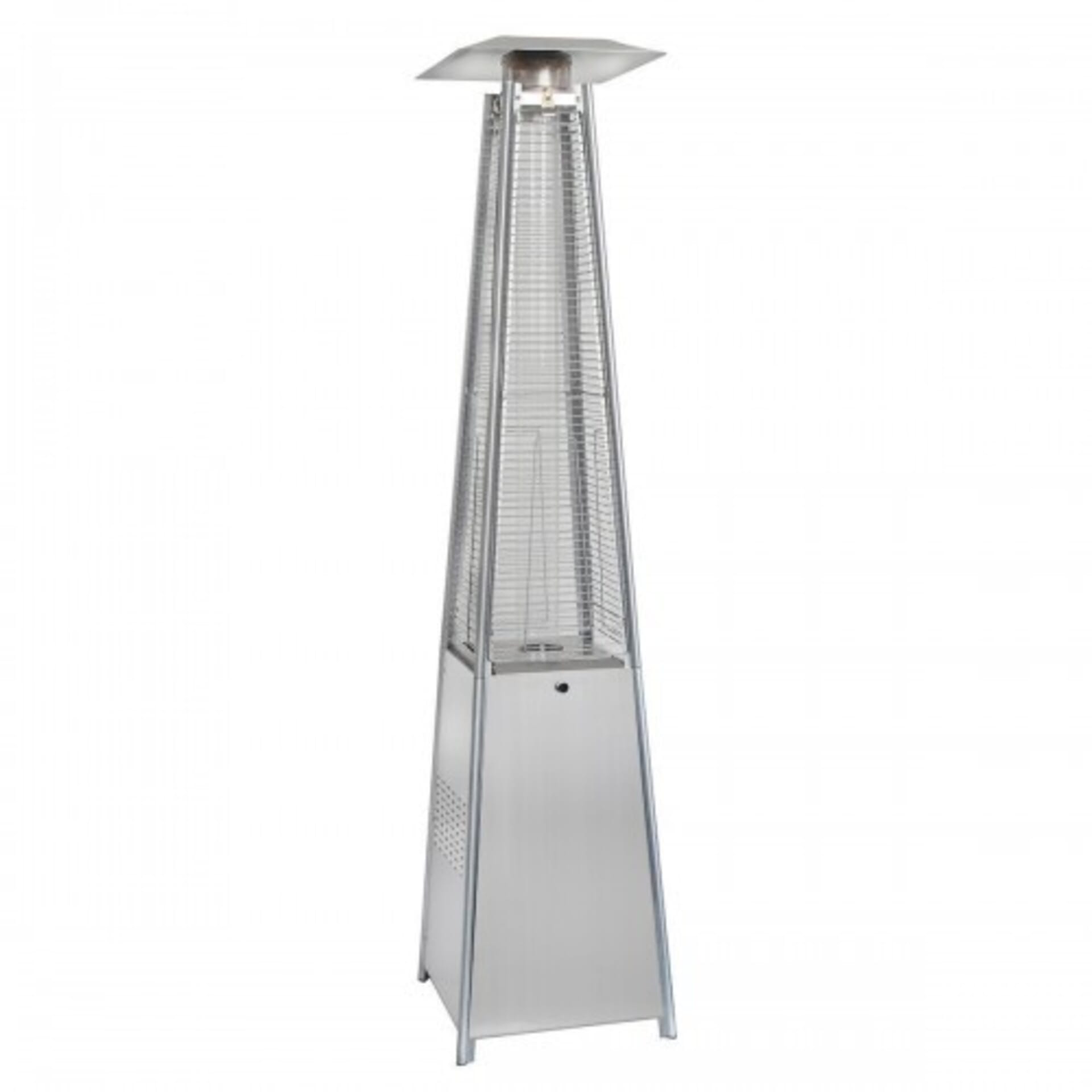 Pyramid Style Gas Patio Heater In Stainless Steel with wheels