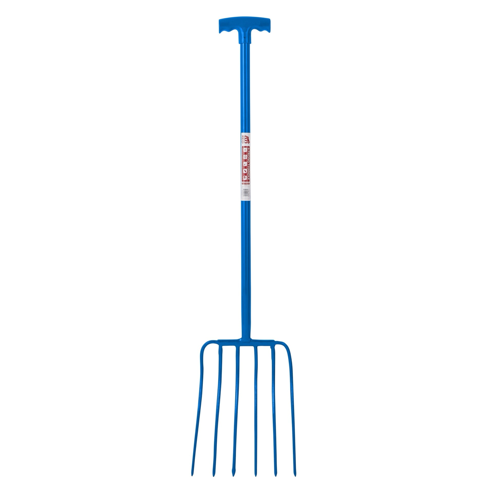 Red Gorilla - 6 Prong Manure Fork - Blue (T-Handle)