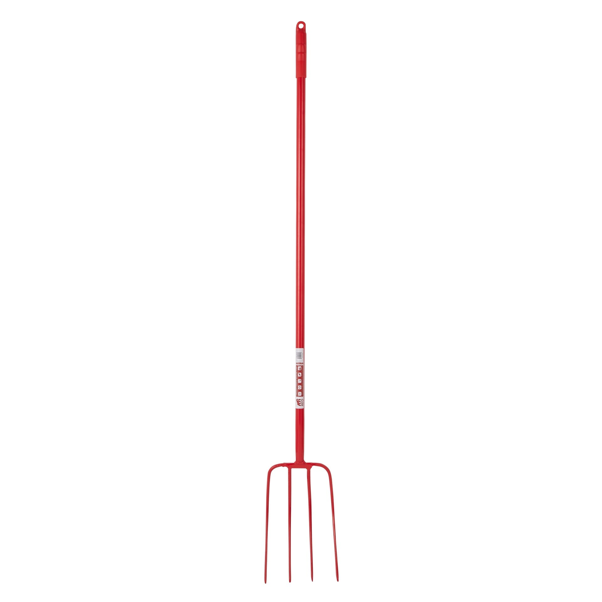 Red  Gorilla - 4 Prong Manure Fork Straight Handle - Red (48” Straight Handle)