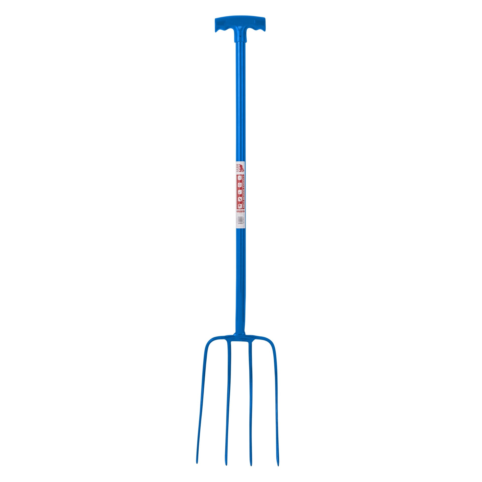 Red  Gorilla - 4 Prong Manure Fork T-Handle - Blue (T-Handle)