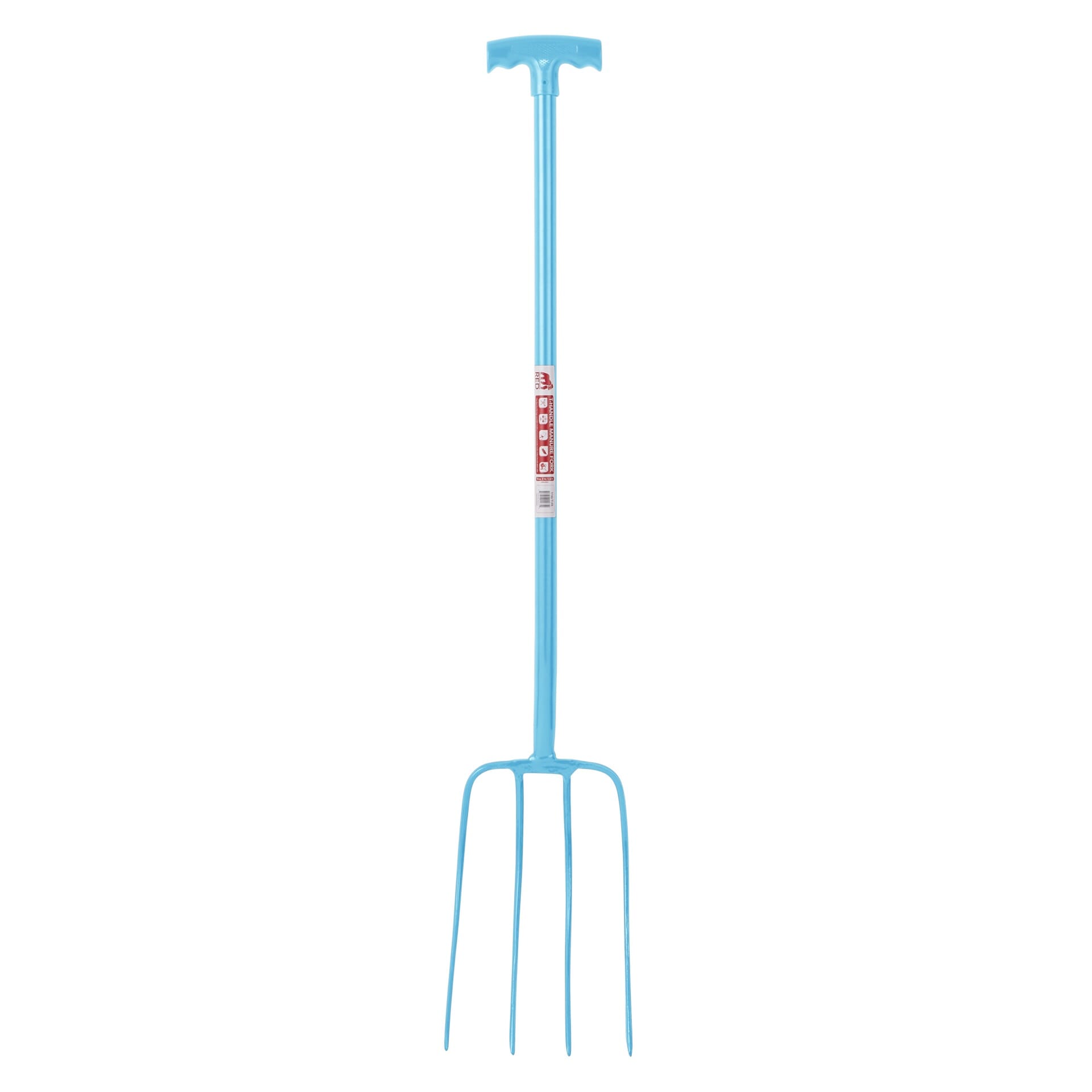 Red  Gorilla - 4 Prong Manure Fork T-Handle - Sky Blue (T-Handle)