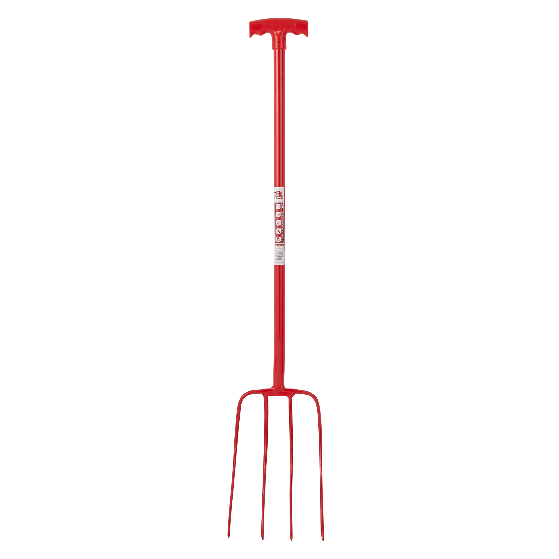 Red  Gorilla - 4 Prong Manure Fork Pro Fork Coloured - Red (Straight Handle)