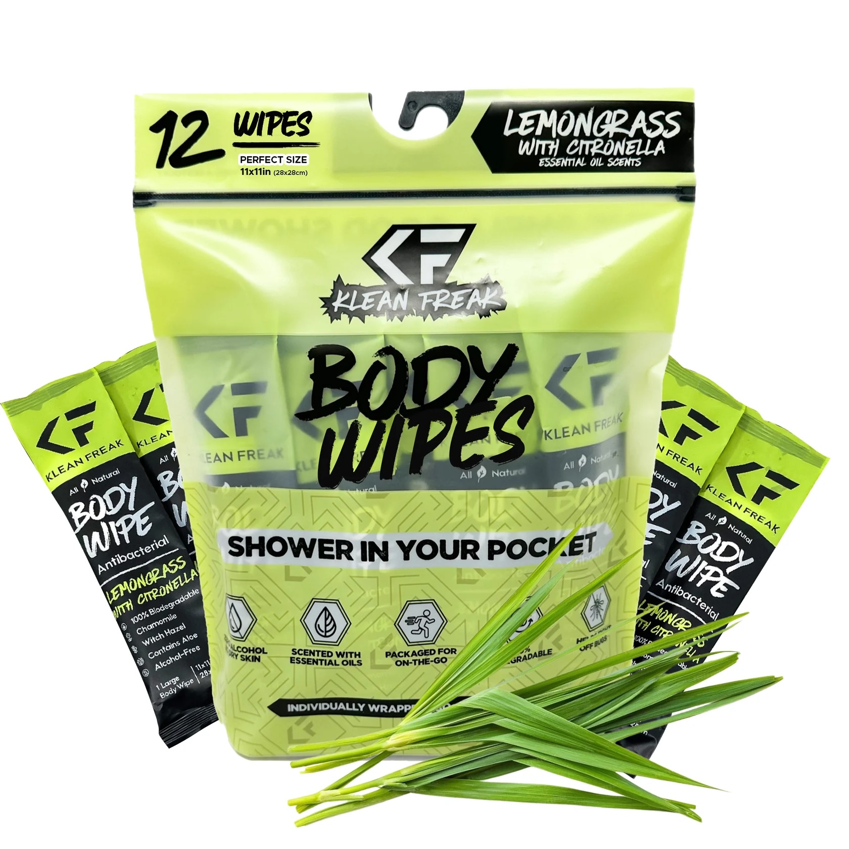 Klean Freak - Body Wipes - Dozen Pack - Lemongrass/Citronella