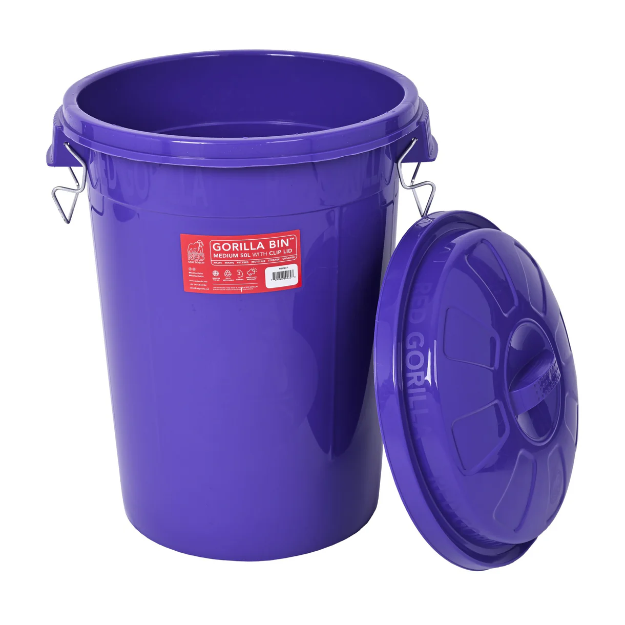 Red Gorilla - 50L Bin with Lid Purple
