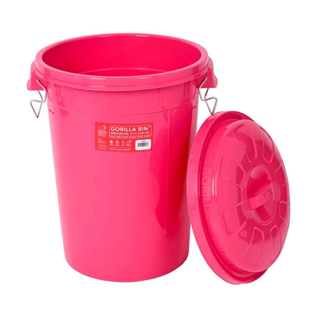 Red Gorilla - 80L Bin with Lid Pink