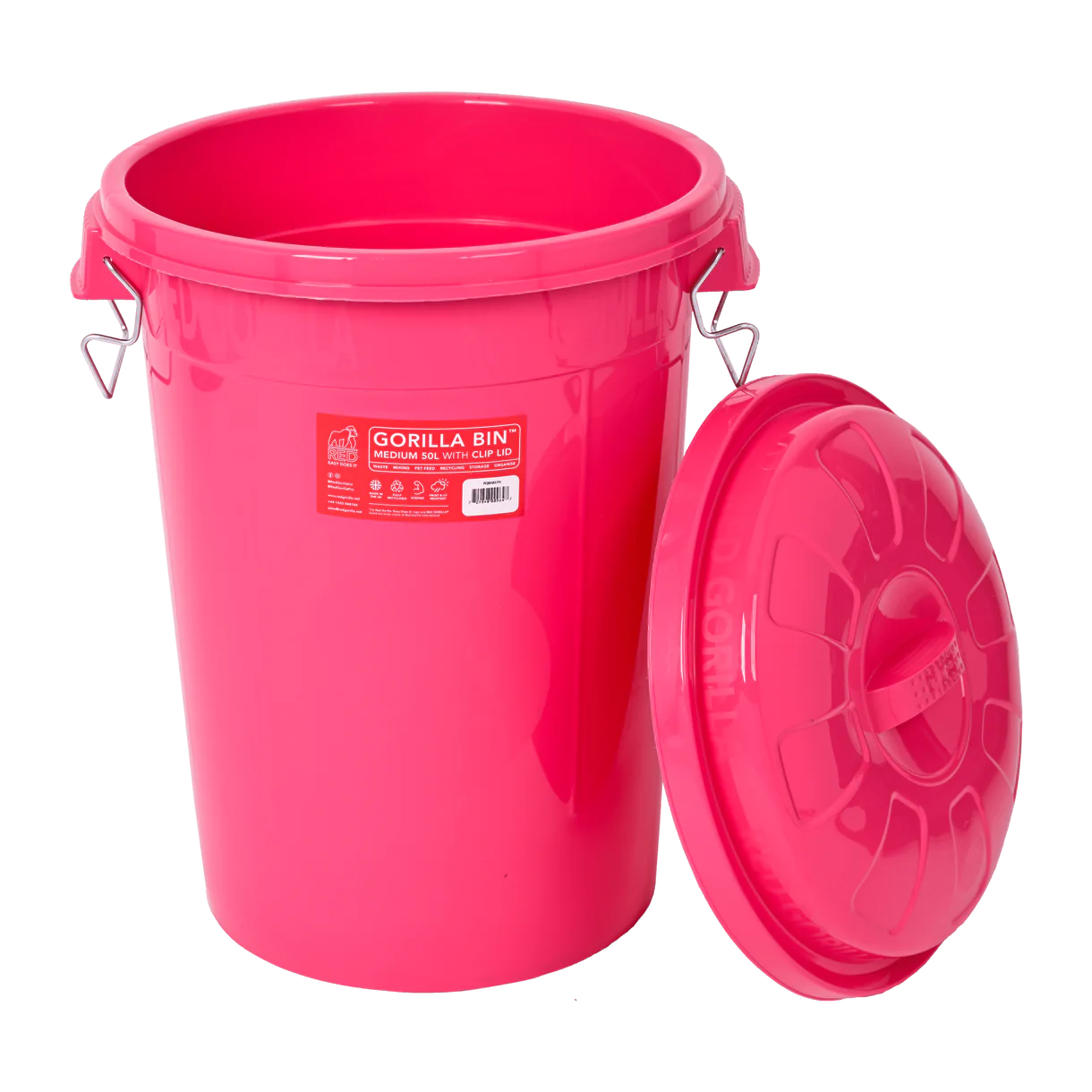 Red Gorilla - 80L Bin with Lid Pink 