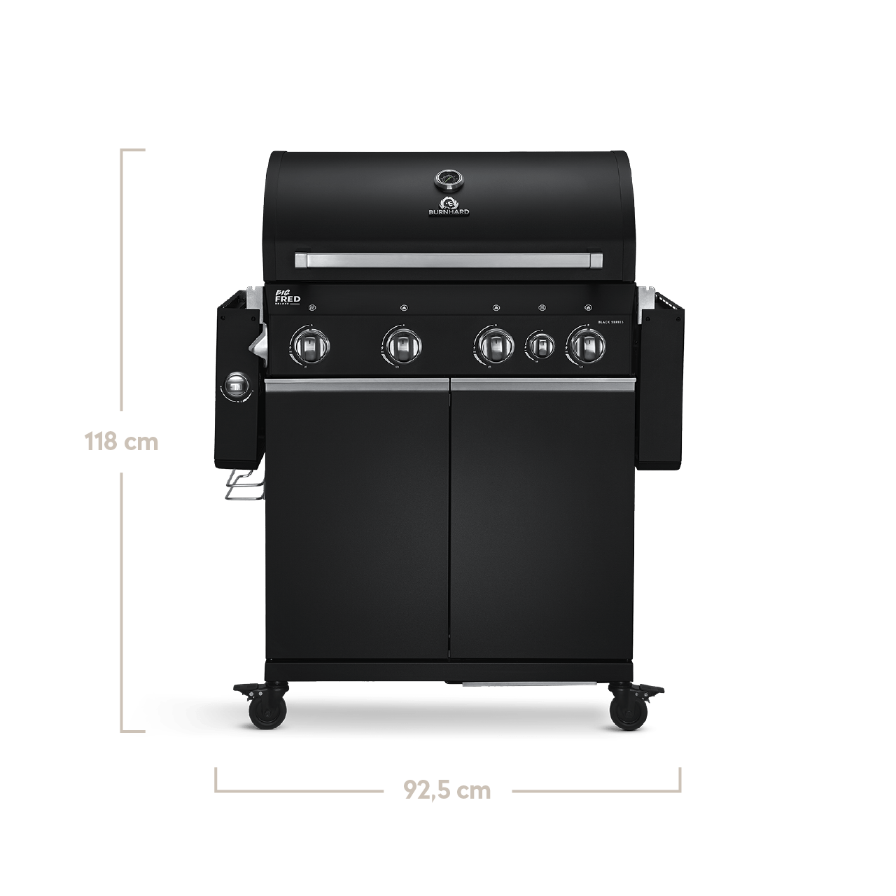 Burnhard Big FRED - 4-Burner Gas Grill Deluxe Black Edition - Series 3 with Cast Iron Grate