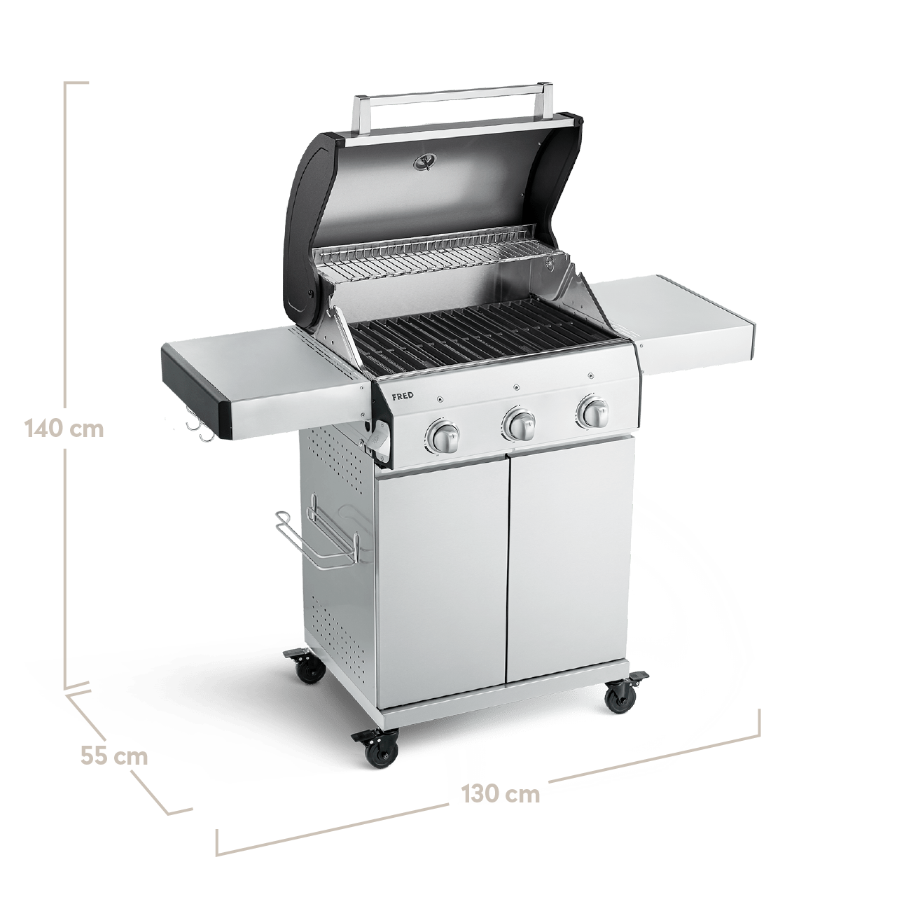 Burnhard FRED - 3-Burner Gas Grill Basic Edition - Series 3 Stainless Steel with Stainless Steel Grate